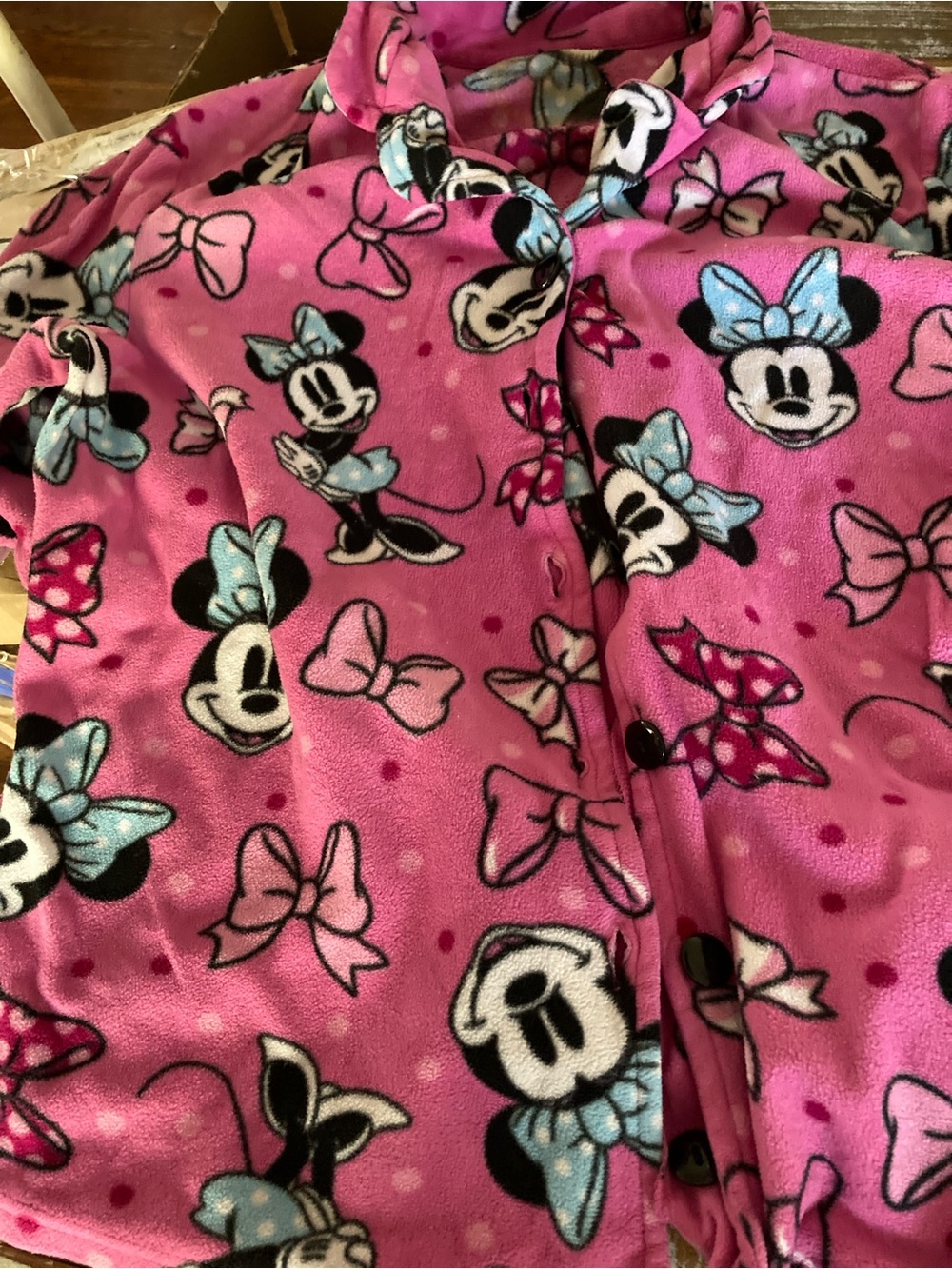 Disney Pink Minnie Mouse Bow Pajama Set with Blue Bows - Picture 2 of 3